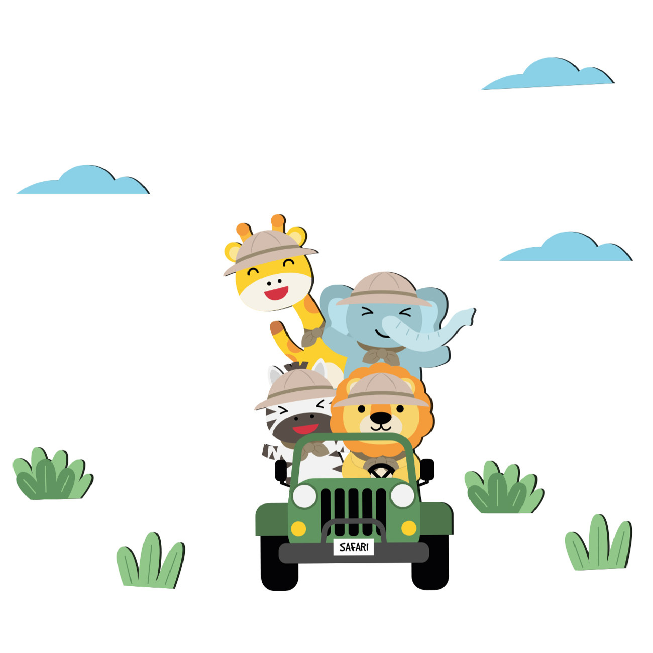Nursery Wall Sticker for Baby's Room Model Animal Car