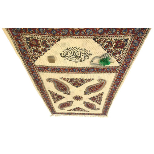 Persian Block Print Kalamkari Prayer Mat Sajadah with Booteh Paisley Design