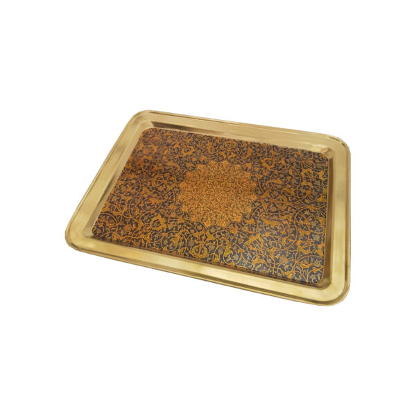 Persian Brass Serving Tray with Elegant Persian Floral Motifs