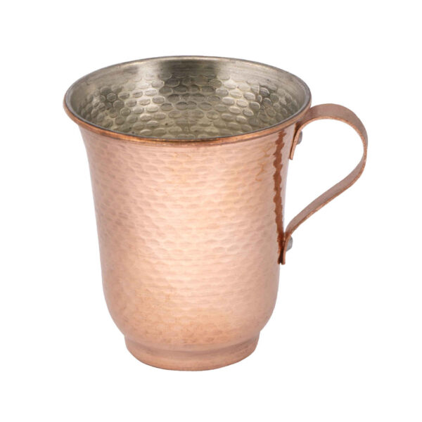 Persian Copper Cup - Handcrafted with Handle for Cold Drinks - Hammered Reza