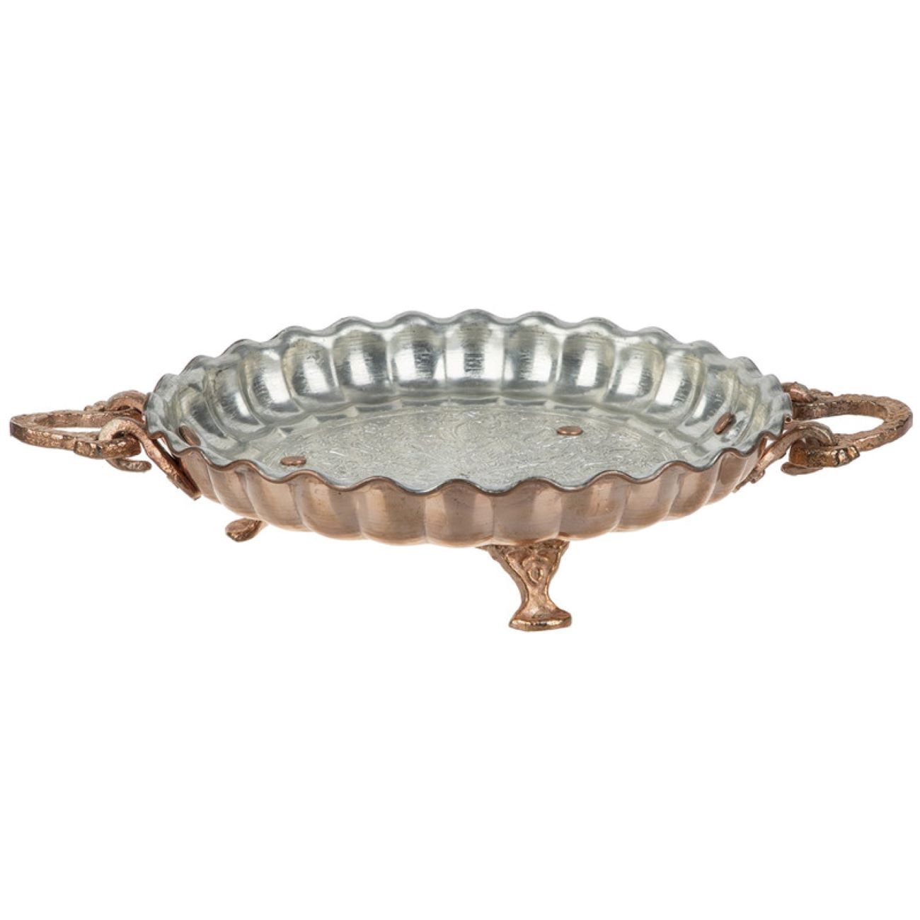 Persian Copper Footed Serving Tray Traditional Hammered Model Alizeh