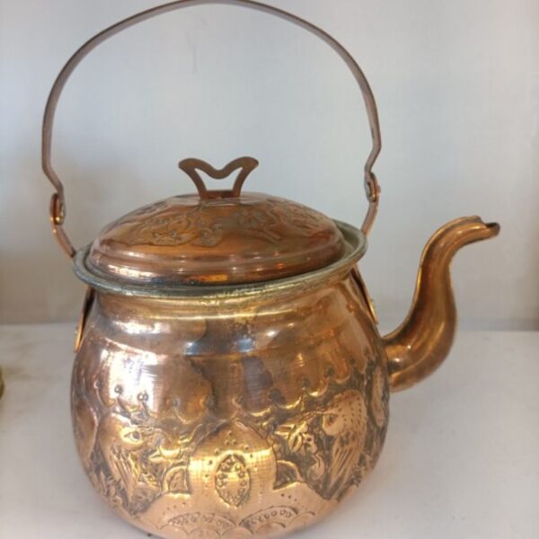 Persian Copper Tea Kettle Durable Stovetop Traditional Hammered Rahim