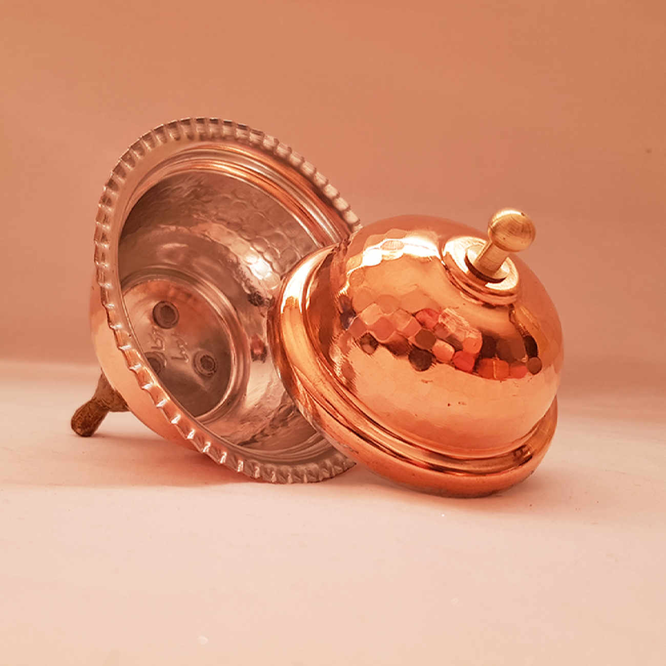 Handcrafted Persian Copper Sugar Bowl with Lid – Hammered