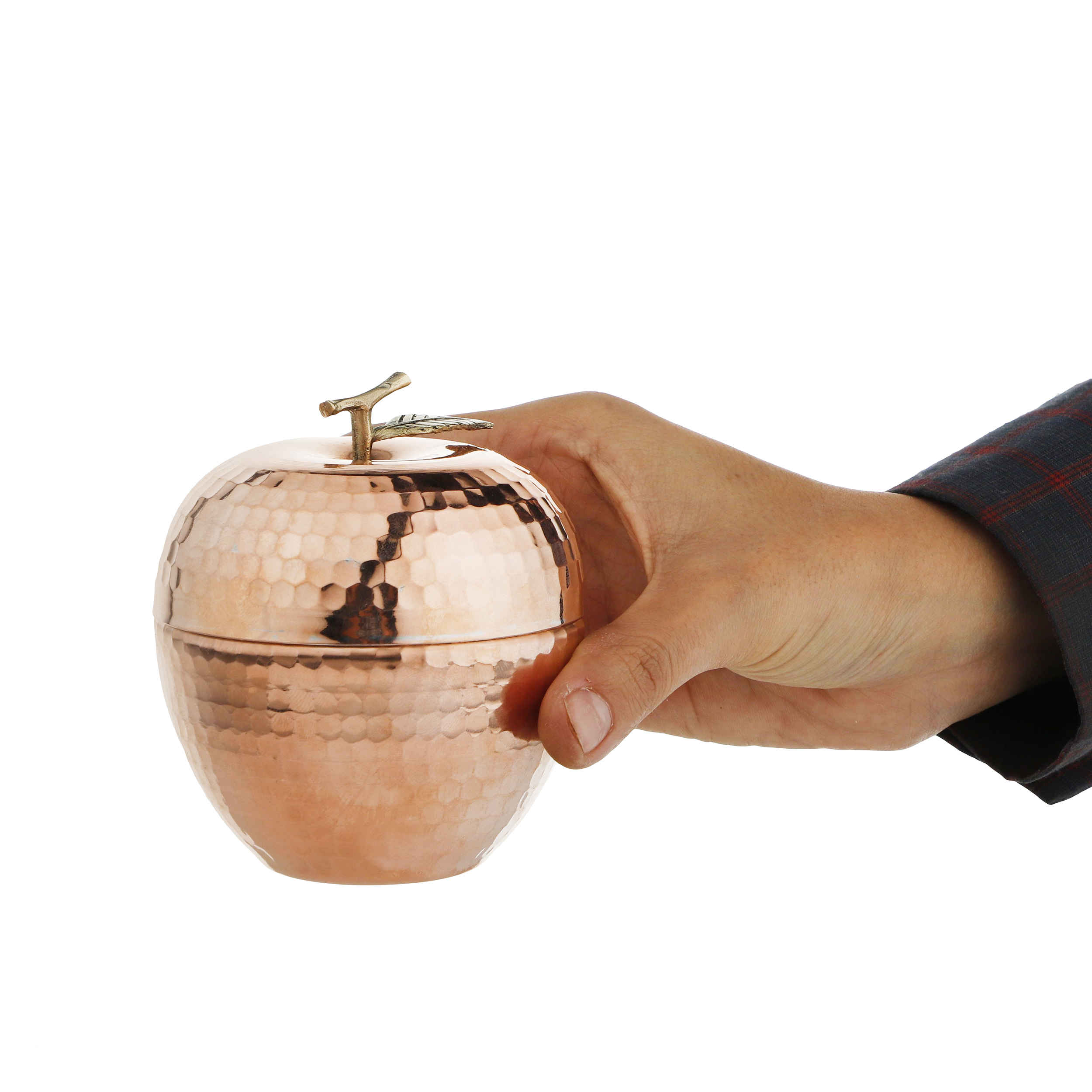 Handcrafted Persian Copper Sugar Bowl with Lid – Hammered Apple