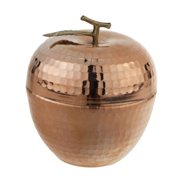 Handcrafted Persian Copper Sugar Bowl with Lid - Hammered Apple