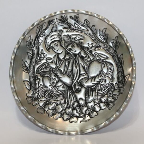 Persian Decorative Copper Wall Plate Hand Engraving in Layla & Majnun Design