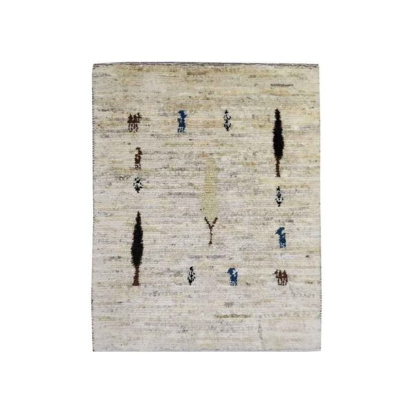 Persian Gabbeh Rug with Wool Authentic Handwoven Tree Motifs