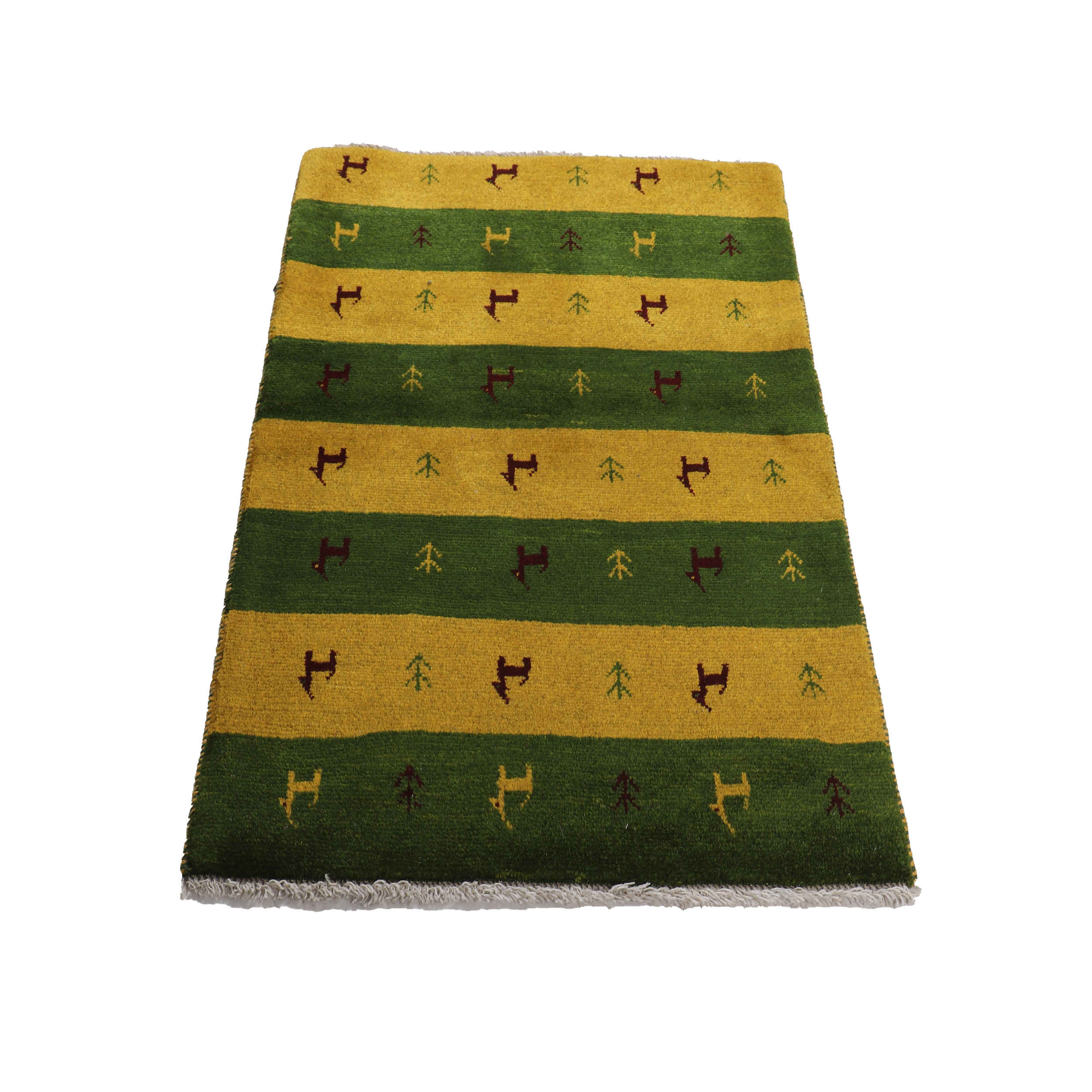 Persian Gabbeh Rug with Wool Genuine Handwoven in Fars Animal Motifs