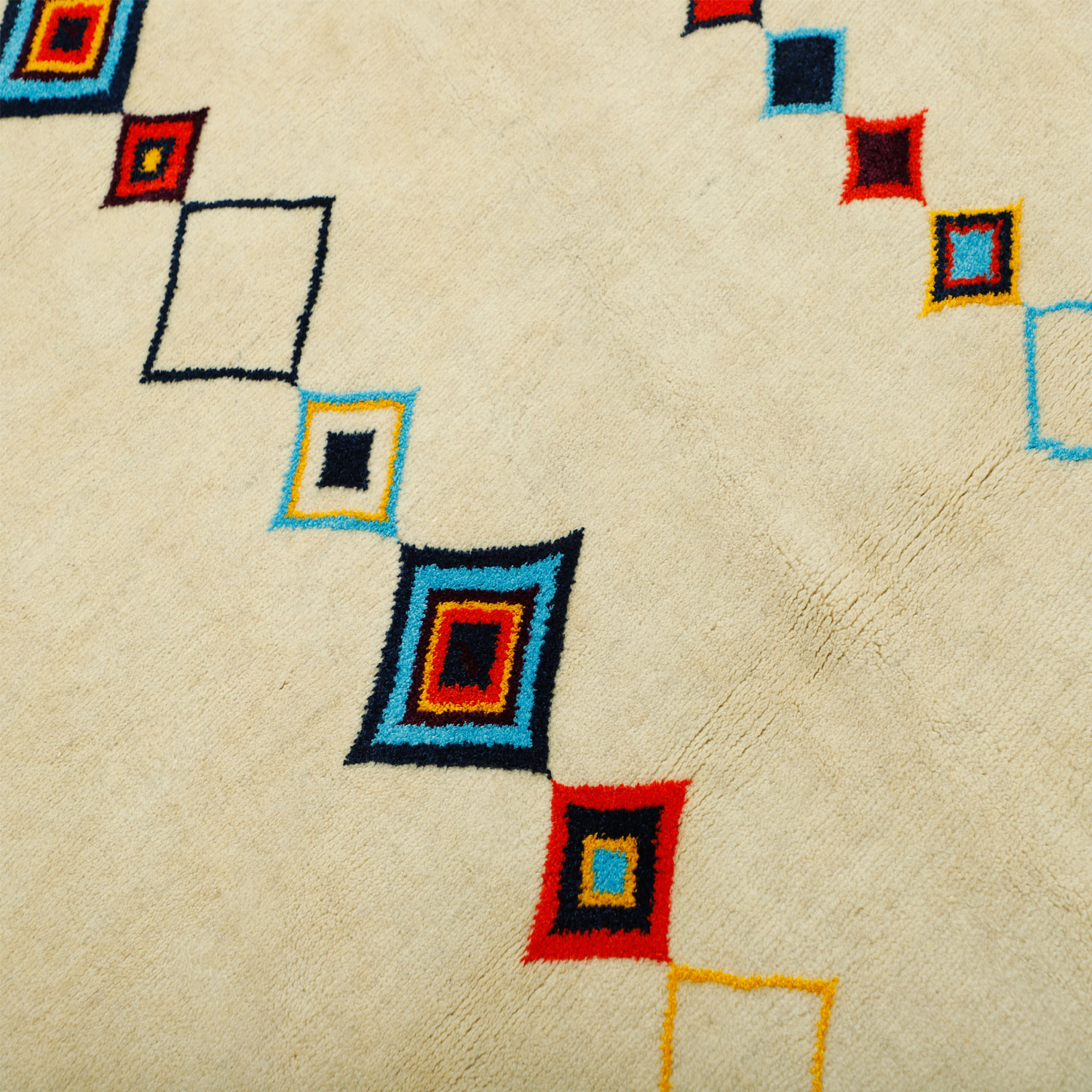 Persian Gabbeh Rug with Wool Handwoven in Fars Geometric Cream