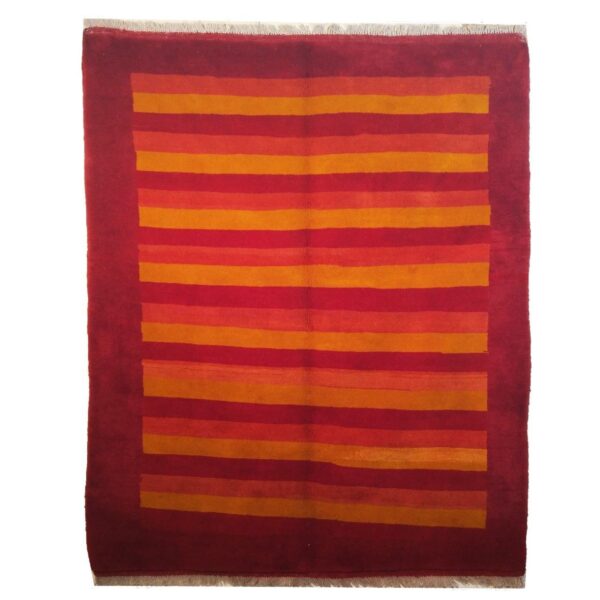 Persian Gabbeh Rug with Wool Original Handwoven in Fars Striped
