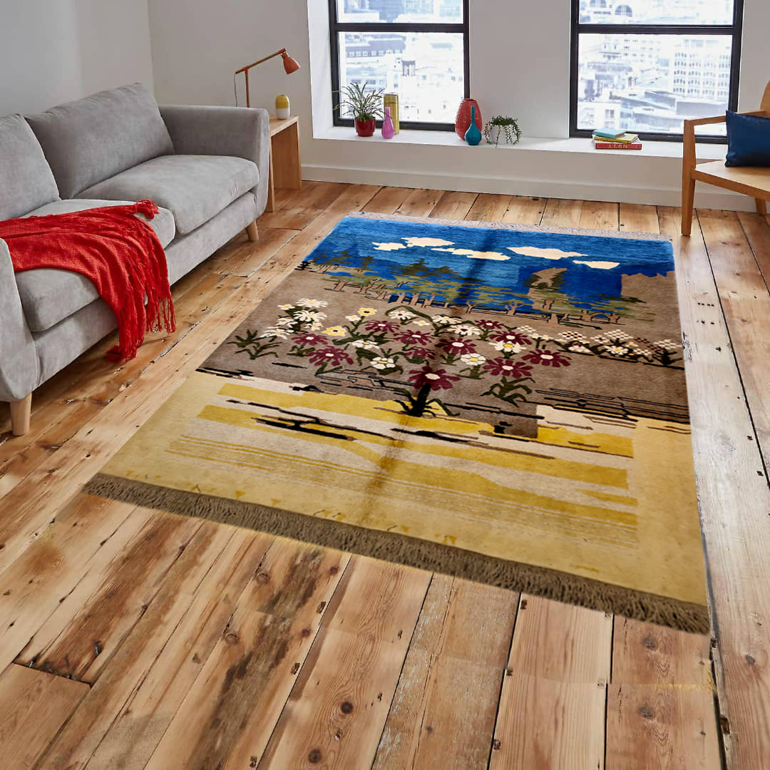 Persian Gabbeh Rug with Wool Original Handwoven in Shiraz Jungle