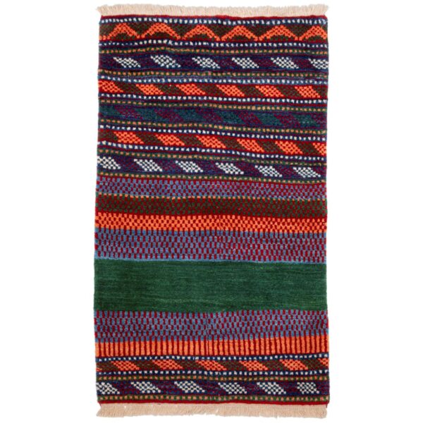 Persian Gabbeh Rug with Wool Original Handwoven in Yasouj Striped