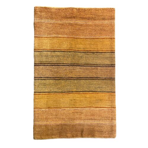Persian Gabbeh Wool Rug Authentic Handwoven in Shiraz Striped Light Brown