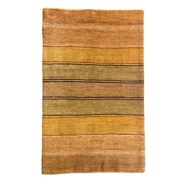 Persian Gabbeh Wool Rug Authentic Handwoven in Shiraz Striped Light Brown