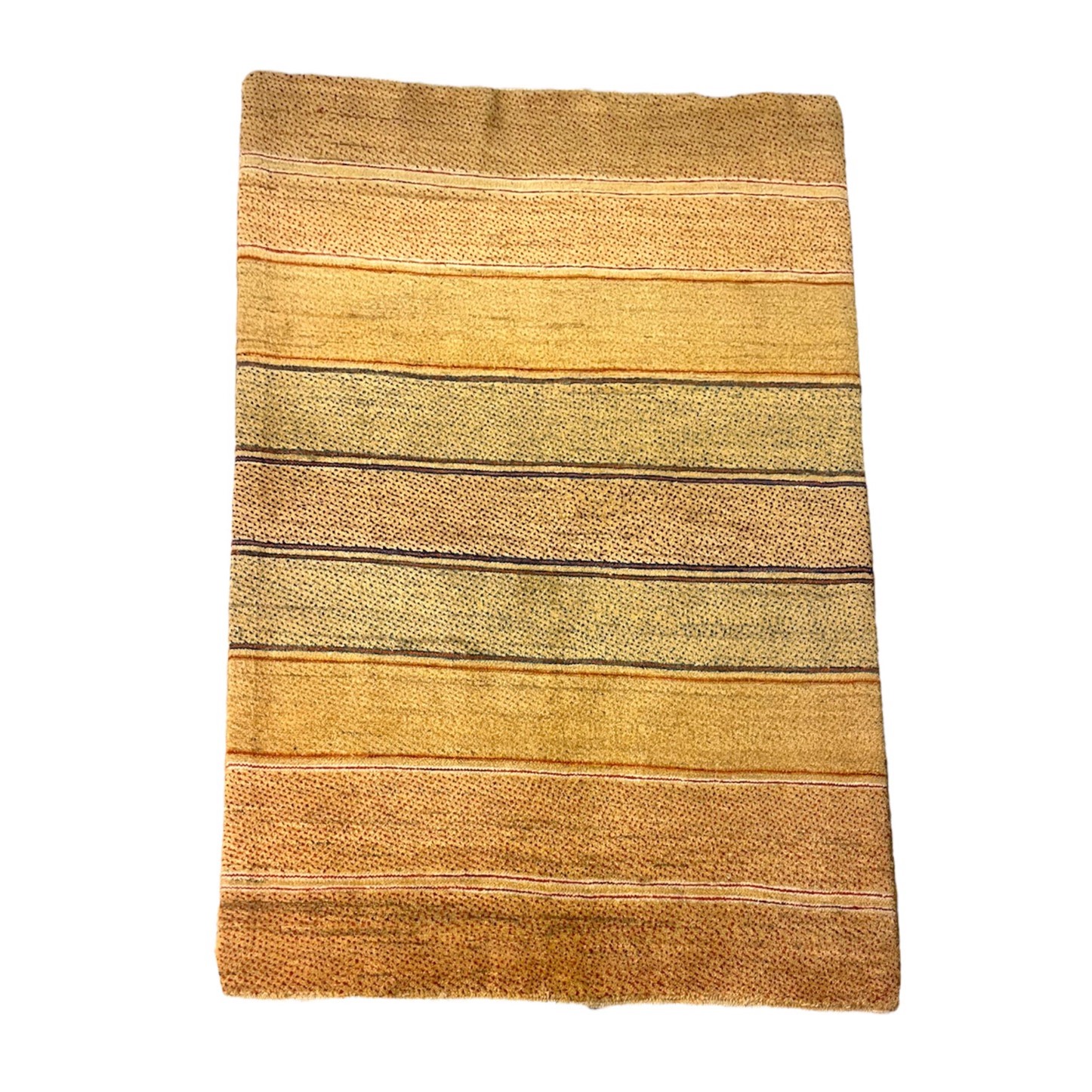 Persian Gabbeh Wool Rug Authentic Handwoven in Shiraz Striped Light Brown