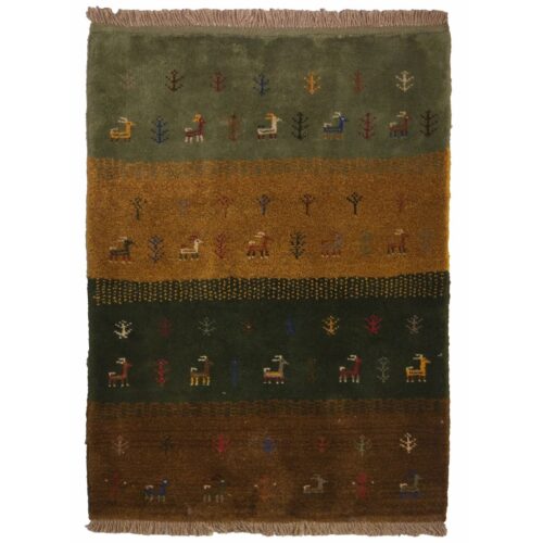 Persian Gabbeh Wool Rug Genuine Handwoven in Fars Animal & Tree Motifs