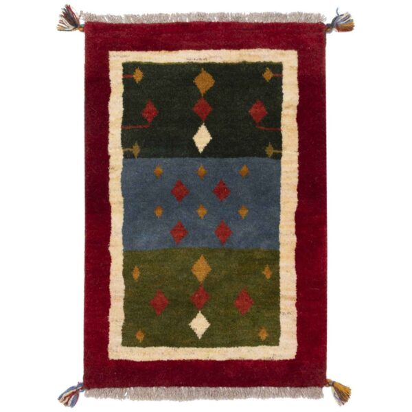 Persian Gabbeh Wool Rug Original Handwoven in Fars Geometric