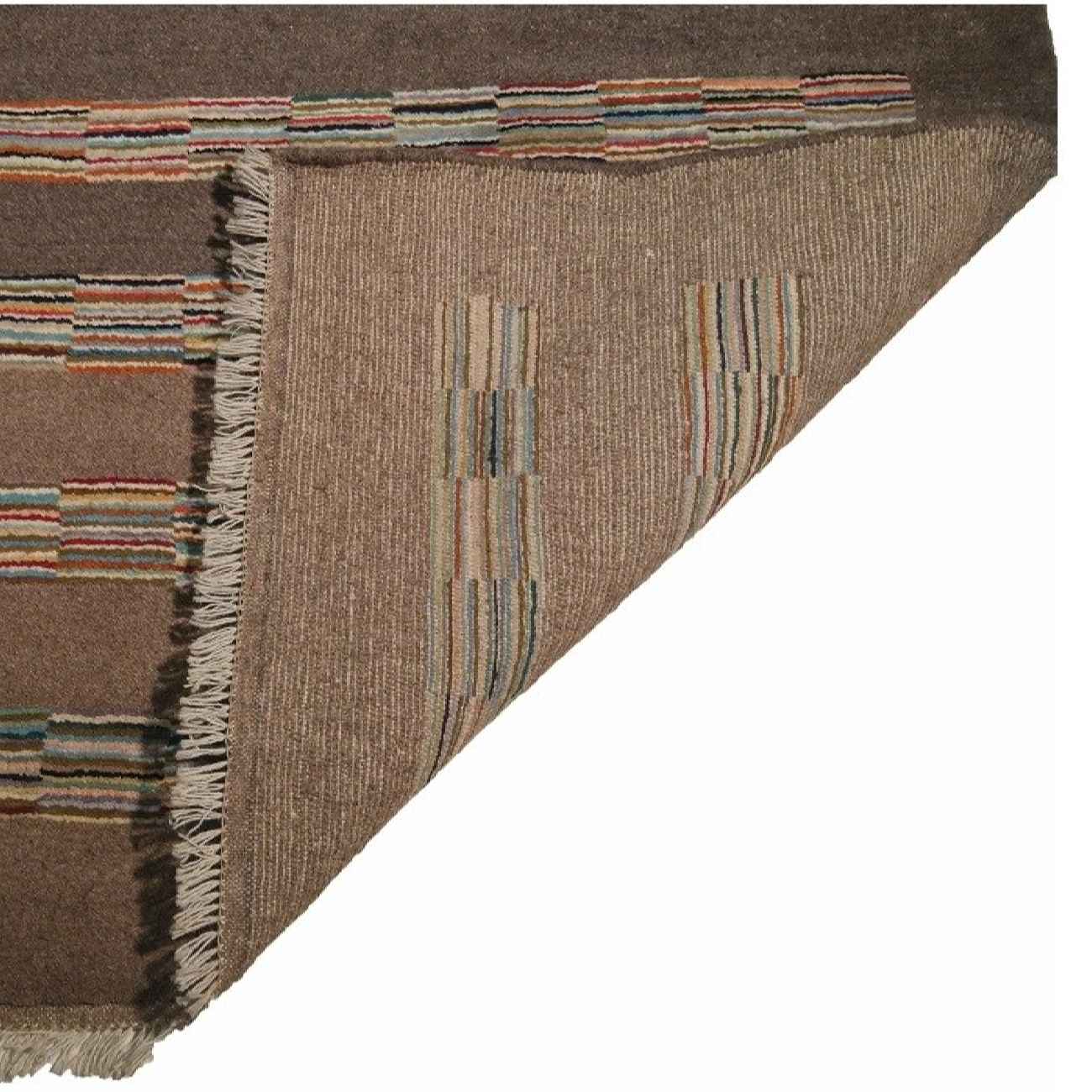 Persian Gabbeh Wool Rug Original Handwoven in Fars Striped Brown