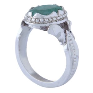 Persian Green Emerald Silver Ring For Men Handcrafted Model Bahar