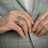 Persian Green Emerald Silver Ring For Men Handcrafted Model Bahar