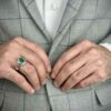 Persian Green Emerald Silver Ring For Men Handcrafted Model Bahar
