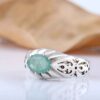 Persian Green Emerald Silver Ring For Men Handcrafted Model Ellipse