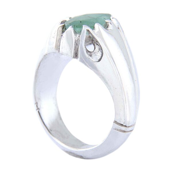 Persian Green Emerald Silver Ring For Men Handcrafted Model Tear