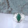 Persian Green Emerald Silver Ring For Men Handcrafted Model Tear
