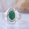 Persian Green Emerald Silver Ring For Men Handcrafted Model plus