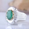 Persian Green Emerald Silver Ring For Men Handcrafted Model plus