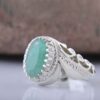 Persian Green Emerald Silver Ring For Men Handcrafted AM_4742