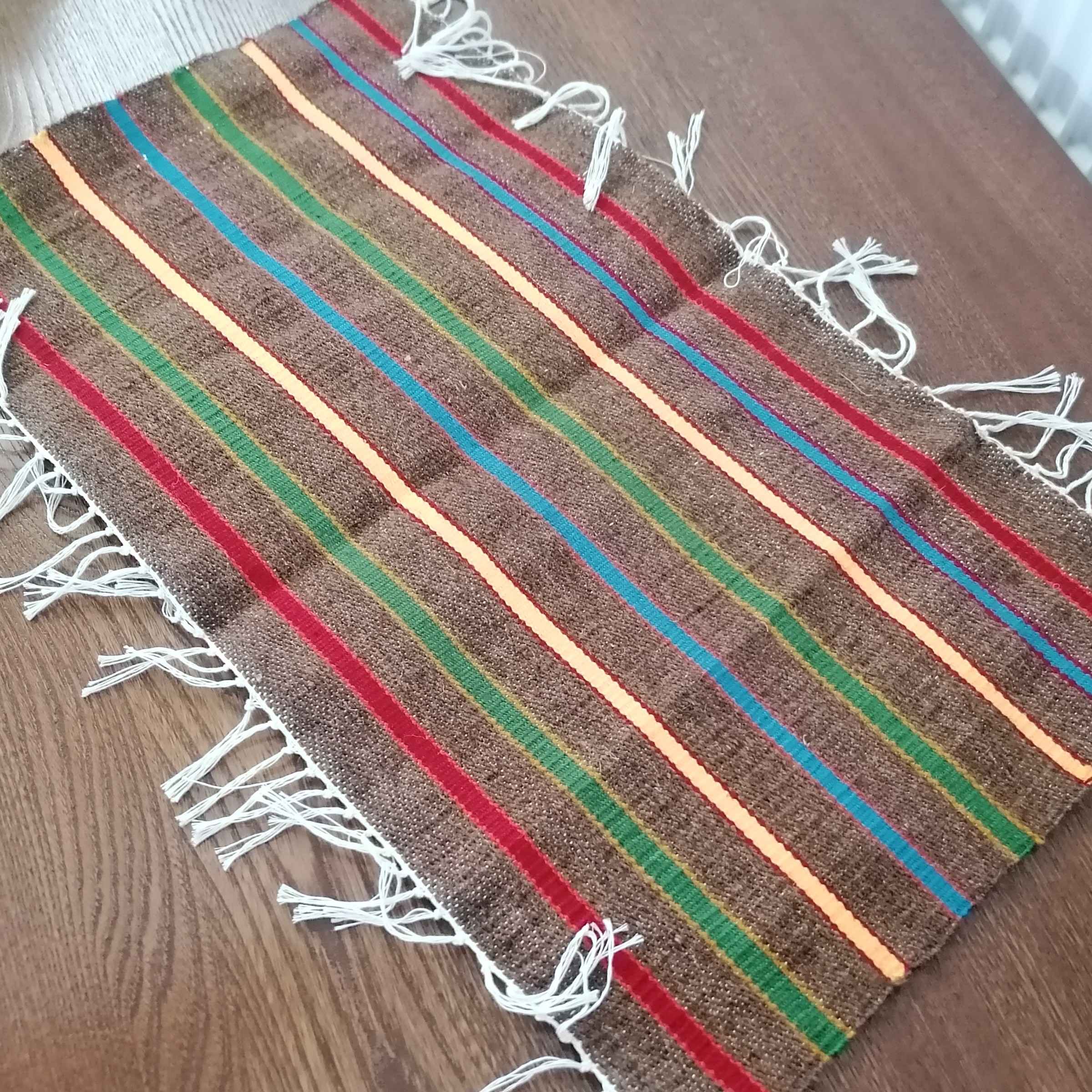 Persian Jajim Rug Flat-Woven in Golestan Striped Brown