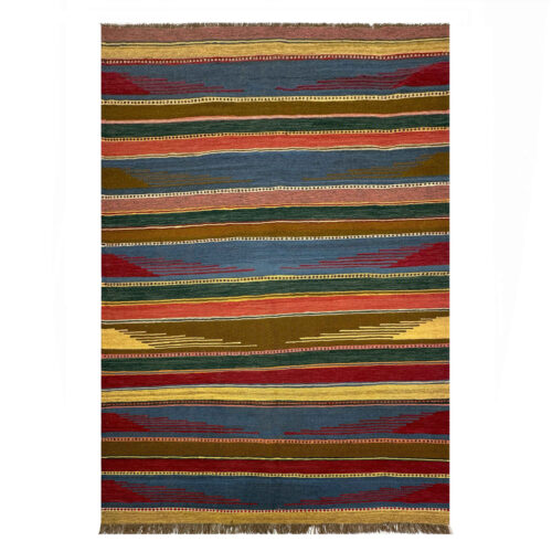 Persian Kilim Rug with Wool Genuine Handwoven in Shiraz Striped