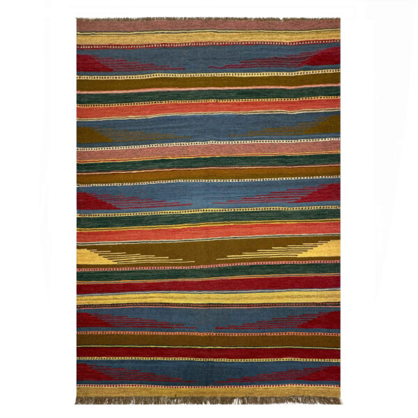 Persian Kilim Rug with Wool Genuine Handwoven in Shiraz Striped