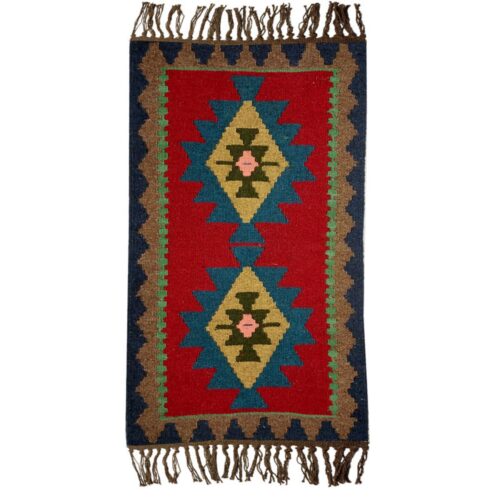 Persian Kilim Rug with Wool Handwoven Geometric Qashqai