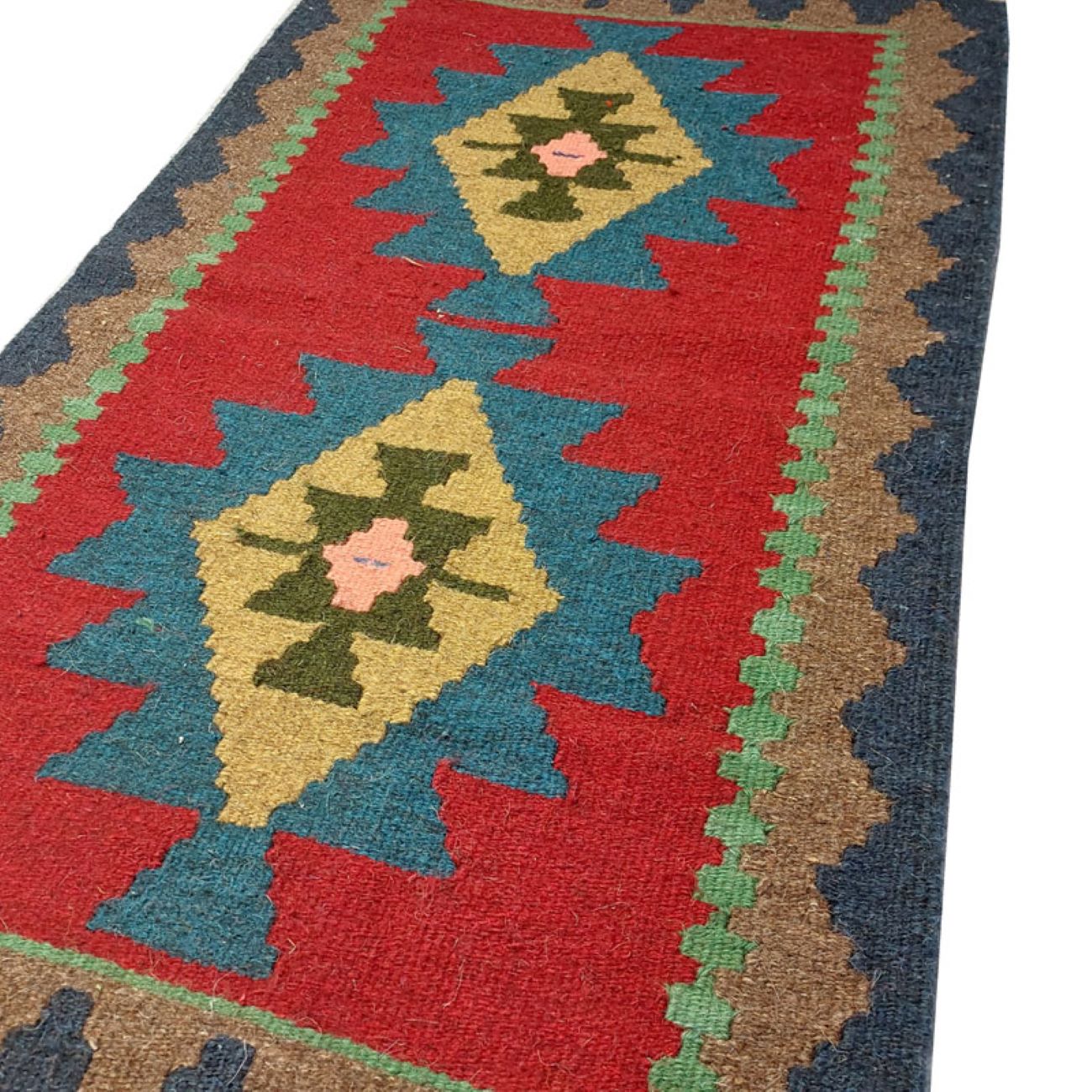 Persian Kilim Rug with Wool Handwoven Geometric Qashqai