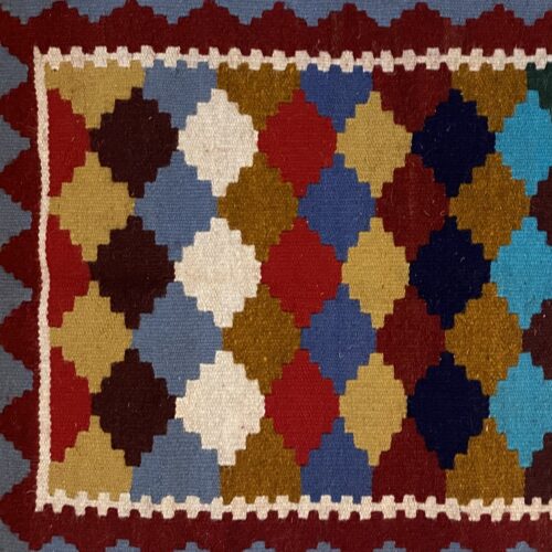 Persian Kilim Rug with Wool Handwoven in Ardabil Geometric Qashqai