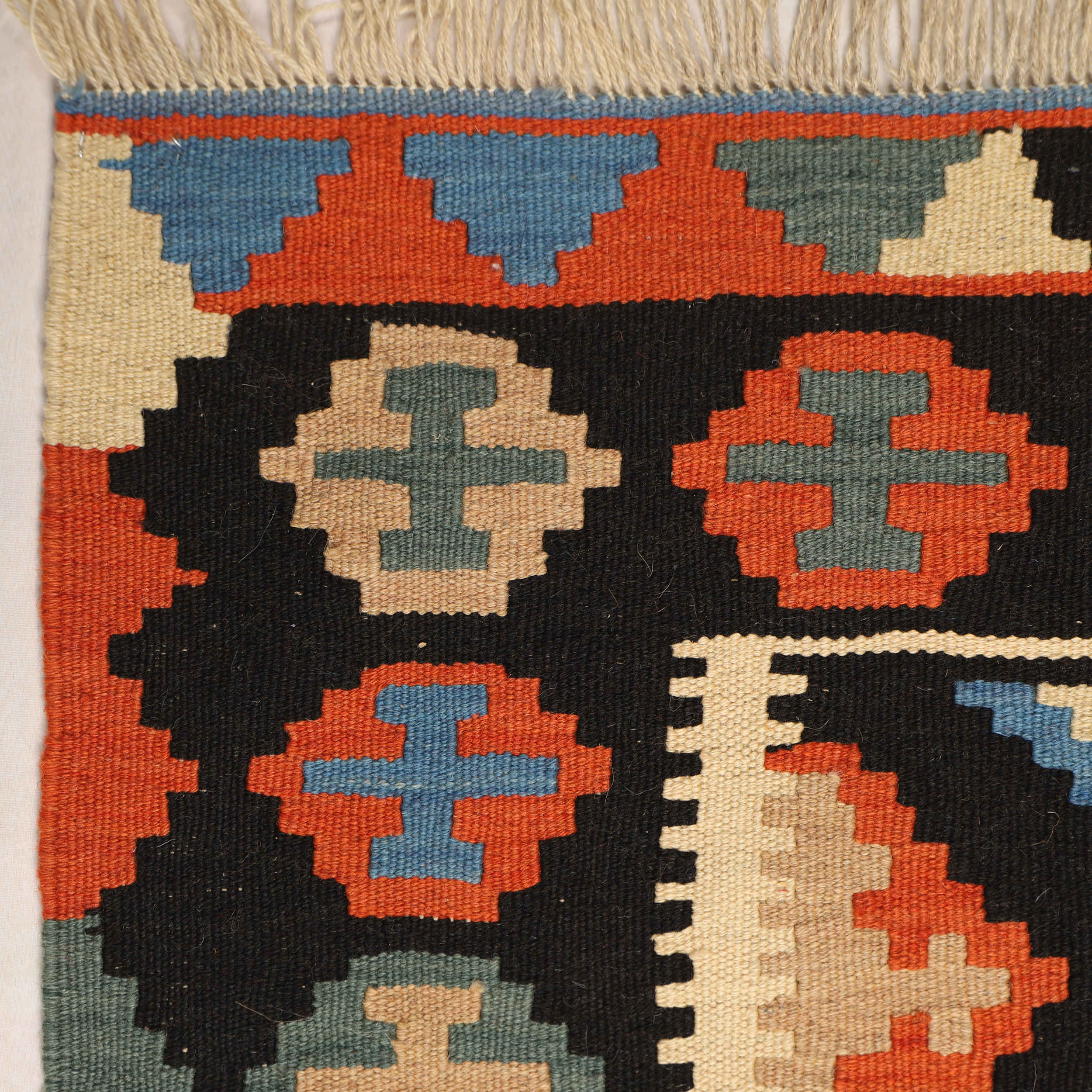 Persian Kilim Rug with Wool Handwoven in Fars Geometric Qashqai