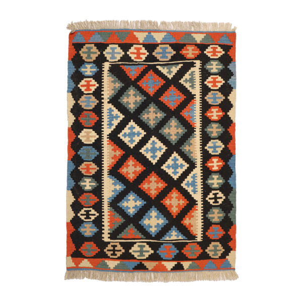 Persian Kilim Rug with Wool Handwoven in Fars Geometric Qashqai