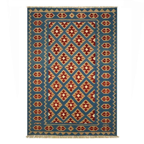 Persian Kilim Rug with Wool Handwoven in Fars Geometric Qashqai