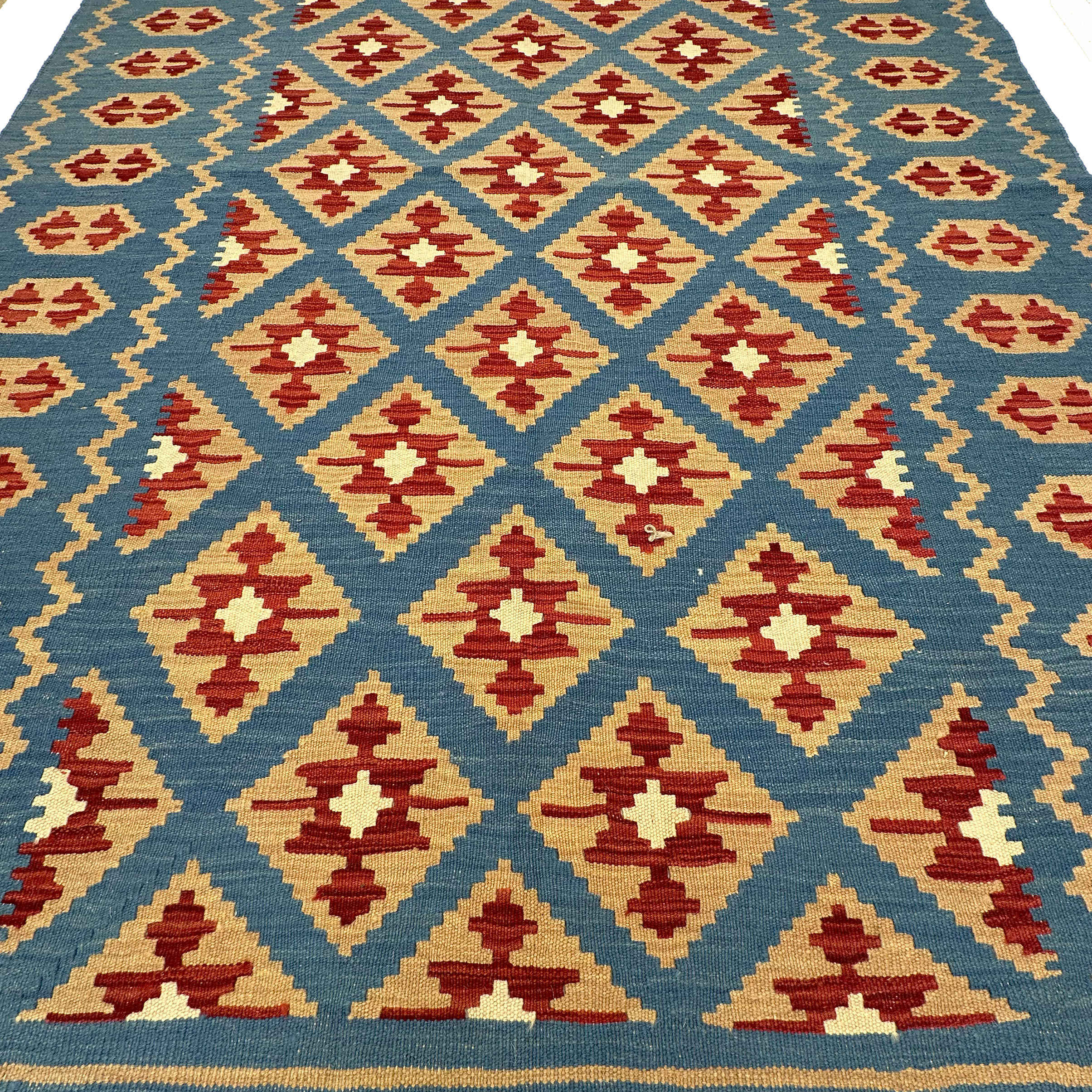 Persian Kilim Rug with Wool Handwoven in Fars Geometric Qashqai