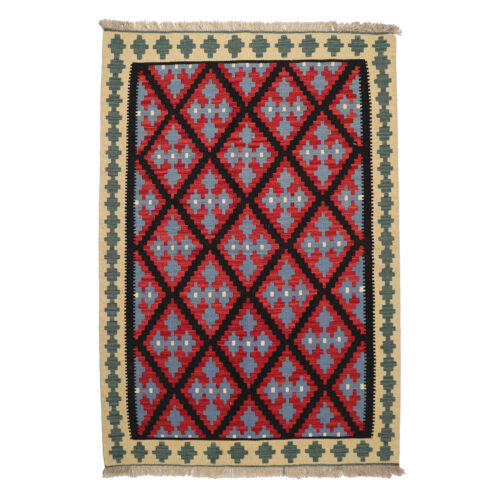 Persian Kilim Rug with Wool Handwoven in Fars Qashqai