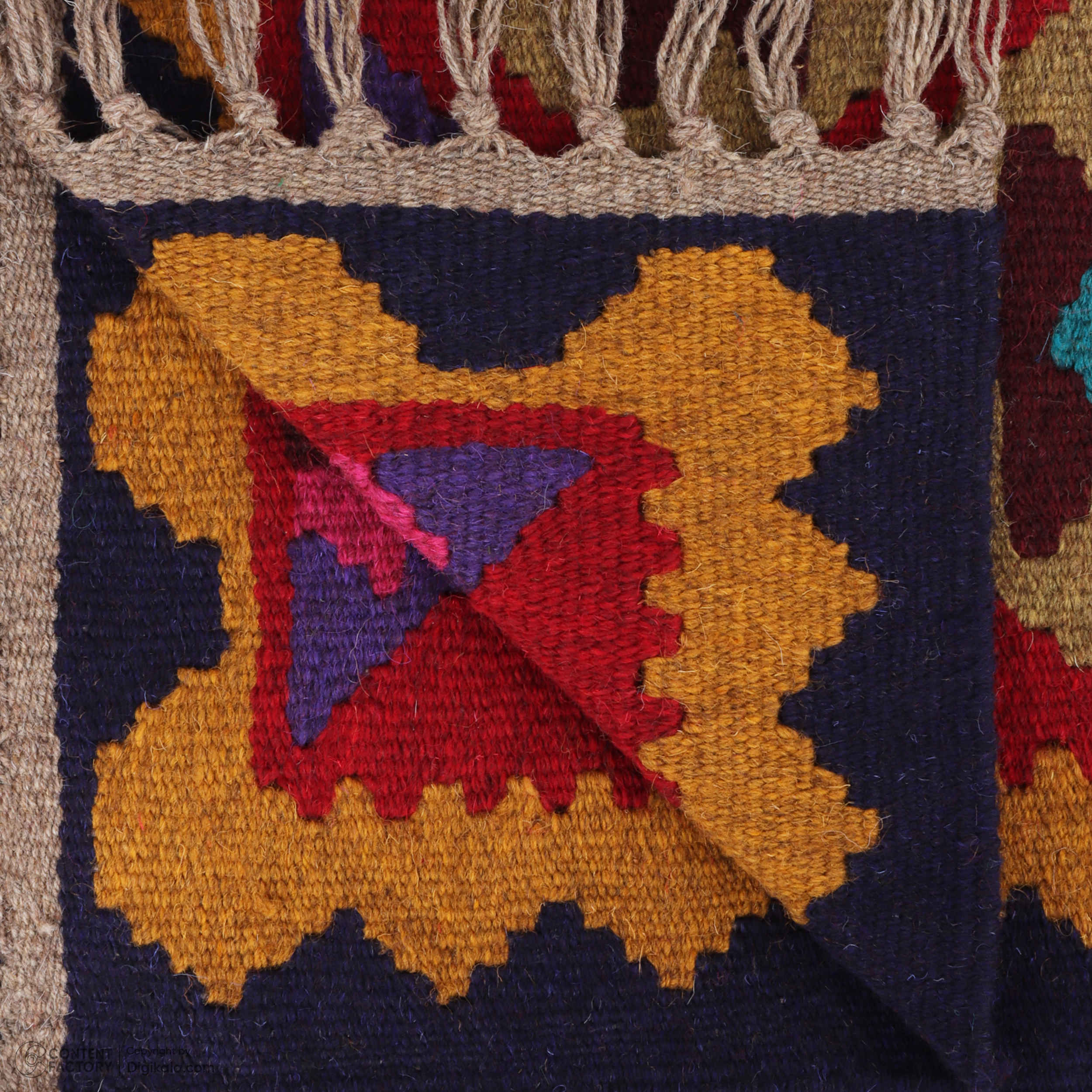 Persian Kilim Rug with Wool Handwoven in Tehran Qashqai Pink