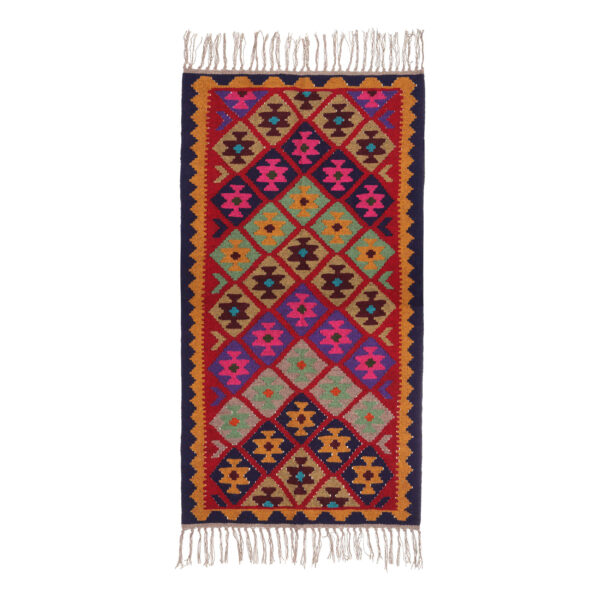 Persian Kilim Rug with Wool Handwoven in Tehran Qashqai Pink