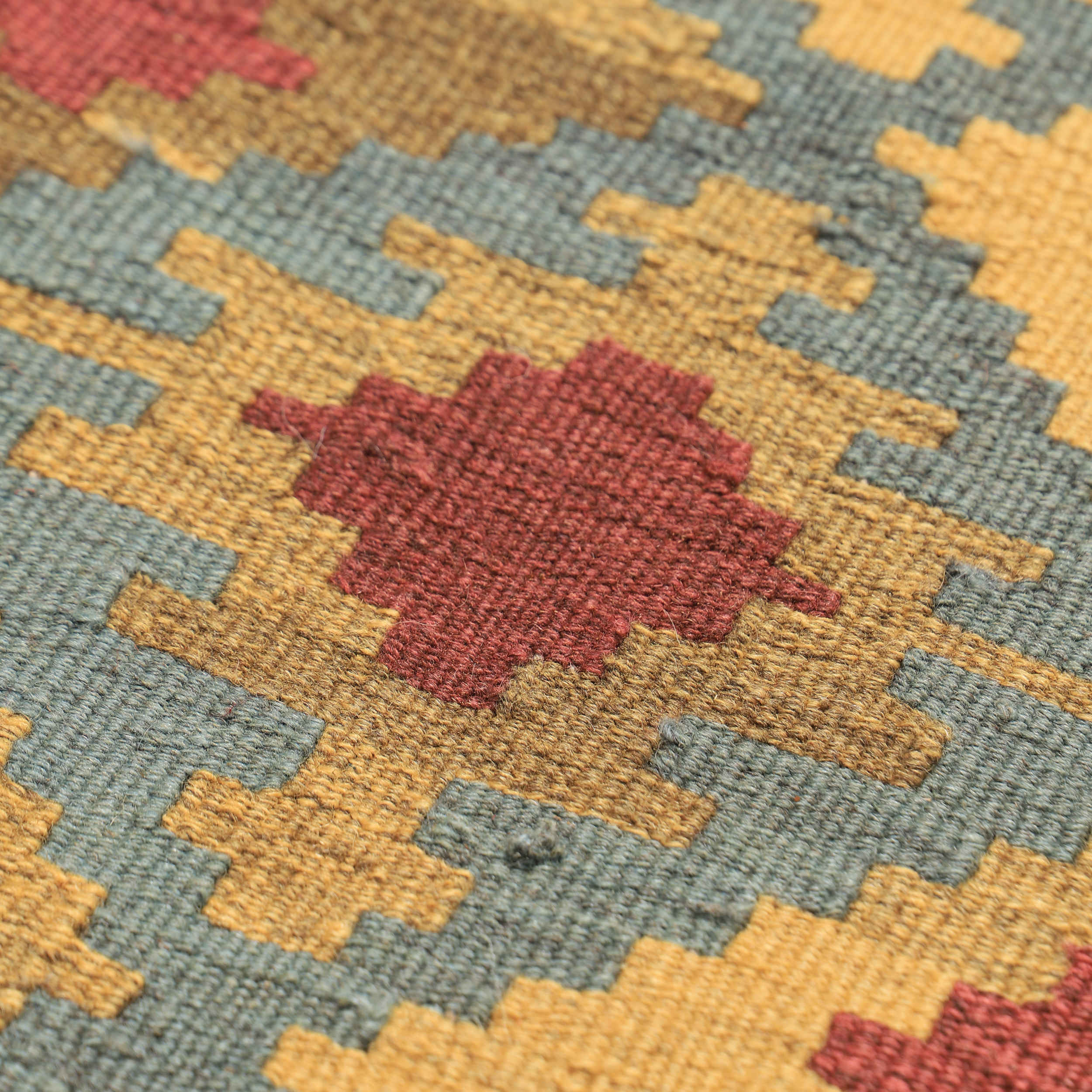 Persian Kilim Wool Rug Handwoven in Fars Qashqai Yellow