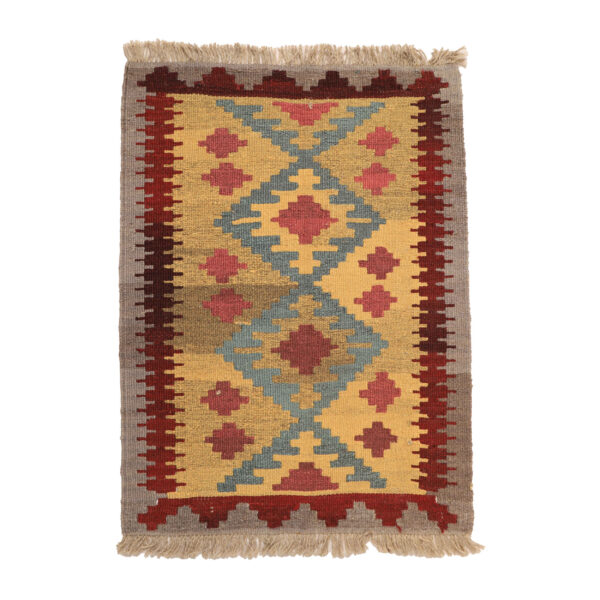 Persian Kilim Wool Rug Handwoven in Fars Qashqai Yellow