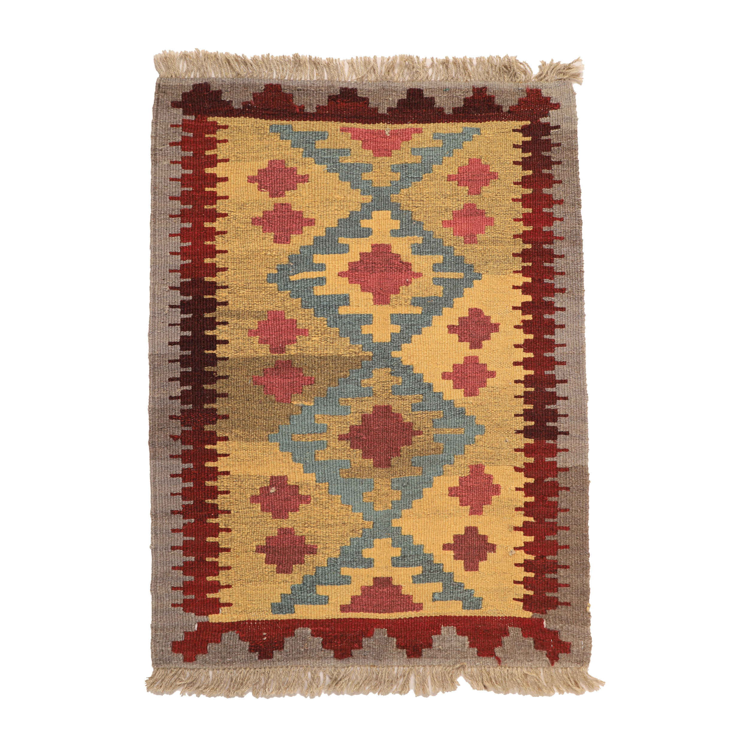 Persian Kilim Wool Rug Handwoven in Fars Qashqai Yellow