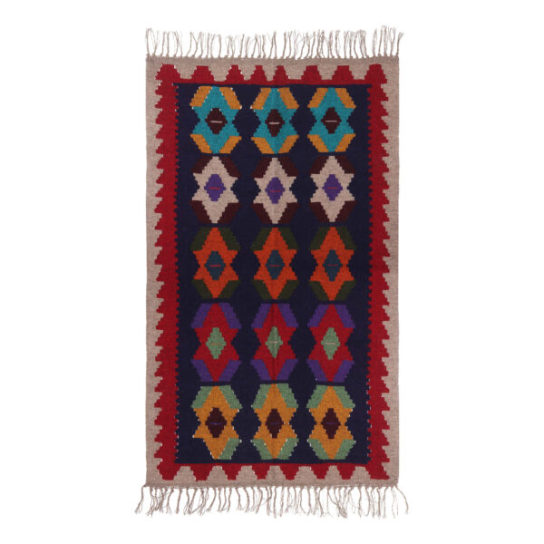 Persian Kilim Wool Rug Handwoven in Tehran Geometric