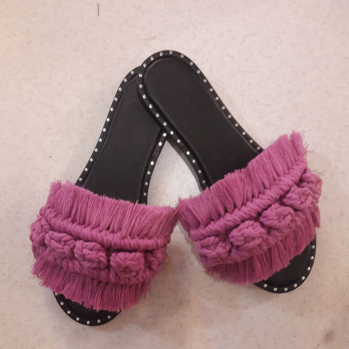 Macrame Boho Chic Flat Slippers for Women Model Shaparak