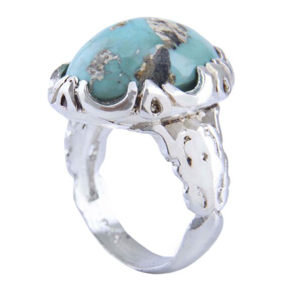 Persian Neyshabur Turquoise Silver Ring for Men Model Empire